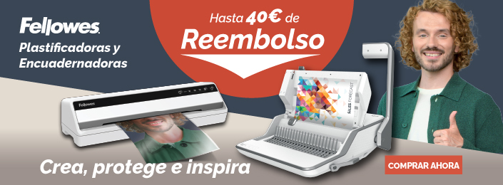 Hasta 40 euros de reembolso al comprar escuadernadoras y plastificadoras Fellowes 