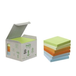 6BL100 notas Post-it recicladas colores sutidos 76 x 76 mm. 654-1GB