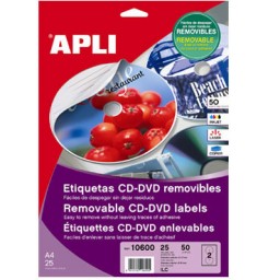 Etiqueta CD MEGA ø117 /18 mm. 25HJ Din A-4 (50U) Apli 10600