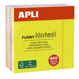 BL400 notas adhesivas brillantes 75x75 colores surtidos Apli 10974