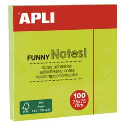 BL100 notas adhesivas verdes brillantes 75x75 Apli 11899