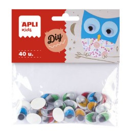 40 ojos móviles ovalados adhesivos Apli 13059