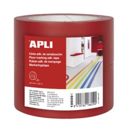 Cinta señalización adhesiva roja 33 m. x 40 mm. Apli 18609