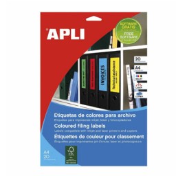 Etiqueta amarillo archivador 190x61 mm. 20HJ Din A-4 (840U) Apli 01374