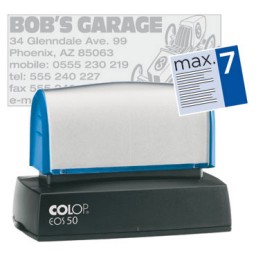 149320 Sello EOS 50 azul. 7 lineas personalizables. 30 x 69 mm. Colop &AZEOS50