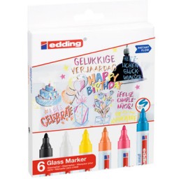 6 rotuladores pizarra cristal edding 95 95-6-S