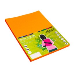 PQ100h papel naranja fluor A4 80g Fabrisa 15630