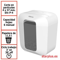 Destructora papel Fellowes LX25 blanca uso moderado 100109815