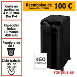 Destructora papel Fellowes Automax 450CM automática 1000135793