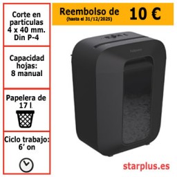 Destructora papel Fellowes LX45 negra uso moderado 4400501
