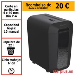 Destructora papel Fellowes LX65 negra uso moderado 4400701