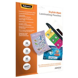 Pack de 25 Fundas de Plastificar Mate 80 micras A4