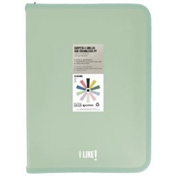 Carpeta anillas con cremallera Like A-4+ verde claro Grafoplás 04802921