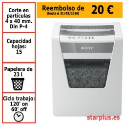 Destructora Leitz IQ Office P4 blanco/plata 80030000