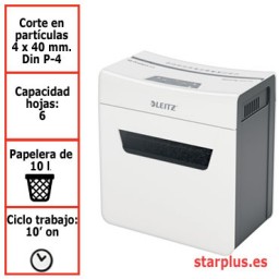 Destructora Leitz IQ Protect 6 P4 blanco/plata 80900000