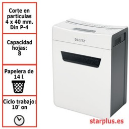 Destructora Leitz IQ Protect 8 P4 blanco/plata 80910000