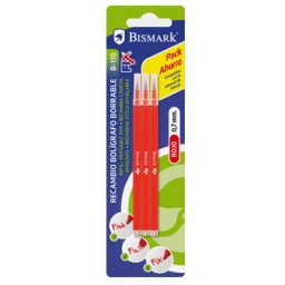 3 recambios bolígrafo borrable rojo Bismark 327534