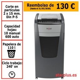 Destructora automática Rexel Optimum AutoFeed 600M microcorte