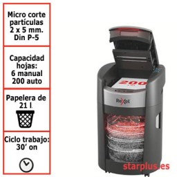 Destructora automática Rexel ShredMax AutoFeed+ 200X P5  2025200MEU