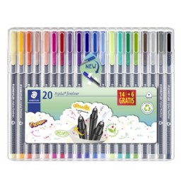 14 + 6 rotuladores Triplus Fineliner Staedtler 334SB20P3