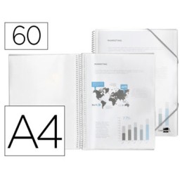 Carpeta 60 fundas espiral A4 transparente Liderpapel 10983