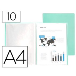 Carpeta 10 fundas A4 verde manzana opaco Liderpapel 10994