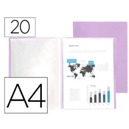 Carpeta 20 fundas A4 lavanda opaco Liderpapel 10999