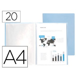 Carpeta 20 fundas A4 celeste opaco Liderpapel 11000