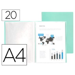 Carpeta 20 fundas A4 verde manzana opaco Liderpapel 11001