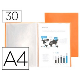 Carpeta 30 fundas A4 naranja flúor Liderpapel 11004