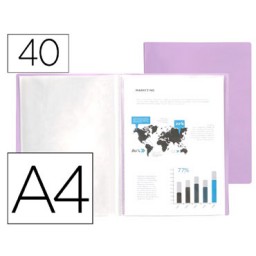 Carpeta 40 fundas A4 lavanda opaco Liderpapel 11034