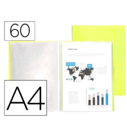 Carpeta 60 fundas A4 amarillo flúor Liderpapel 159445