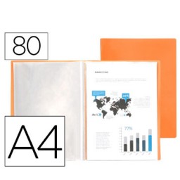 Carpeta 80 fundas A4 naranja flúor Liderpapel 159457