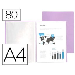 Carpeta 80 fundas A4 lavanda opaco Liderpapel 159458