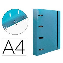 Carpeta con recambio 4 anillas 25 A4 celeste Liderpapel 160032