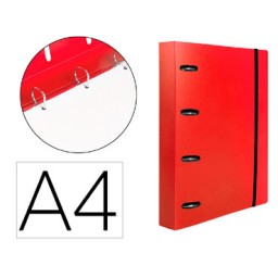 Carpeta con recambio 4 anillas 40 A4 rojo translúcido Liderpapel 160037