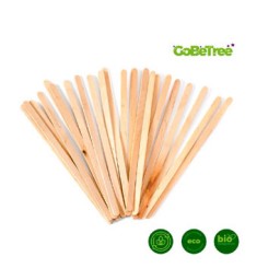 1000 paletinas agitadoras de madera 14 cm. con funda