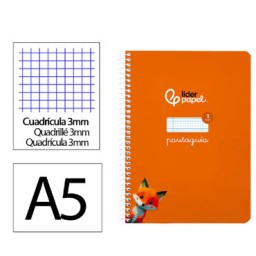 Cuaderno Pautaguía A5 pauta 3mm. naranja Liderpapel 171725