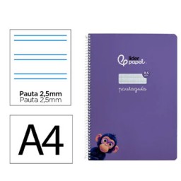 Cuaderno Pautaguía A4 pauta 2,5mm. lila Liderpapel 171760
