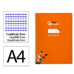 Cuaderno Pautaguía A4 pauta 3mm. naranja Liderpapel 171767
