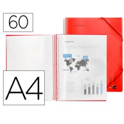 Carpeta 60 fundas espiral A4 roja Liderpapel 54429
