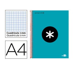 Cuaderno espiral A4 120HJ c/5 turquesa Antartik Liderpapel 74584