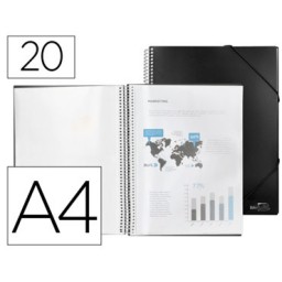 Carpeta 20 fundas espiral A4 negra Liderpapel 75081