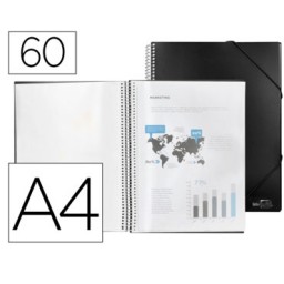 Carpeta 60 fundas espiral A4 negra Liderpapel 75085