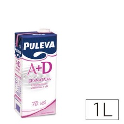 Leche Puleva desnatada brik de 1 litro.